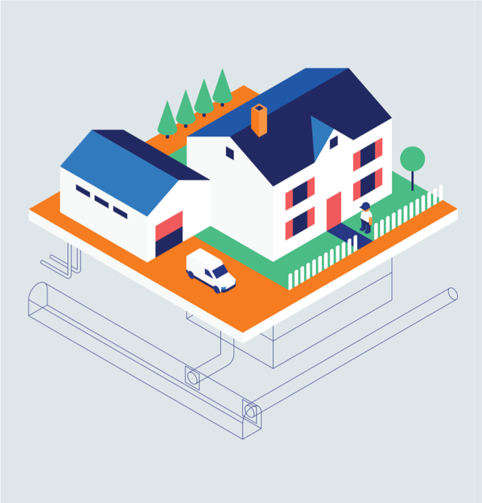 graphic of american pest arriving at residential home or house with pest problems