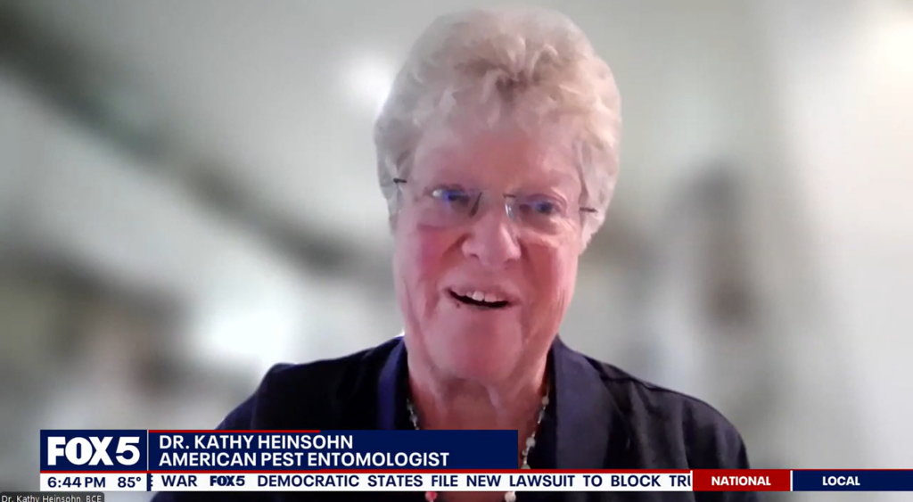 Dr. Kathy reporting on mosquitoes in a Fox 5 DC interview